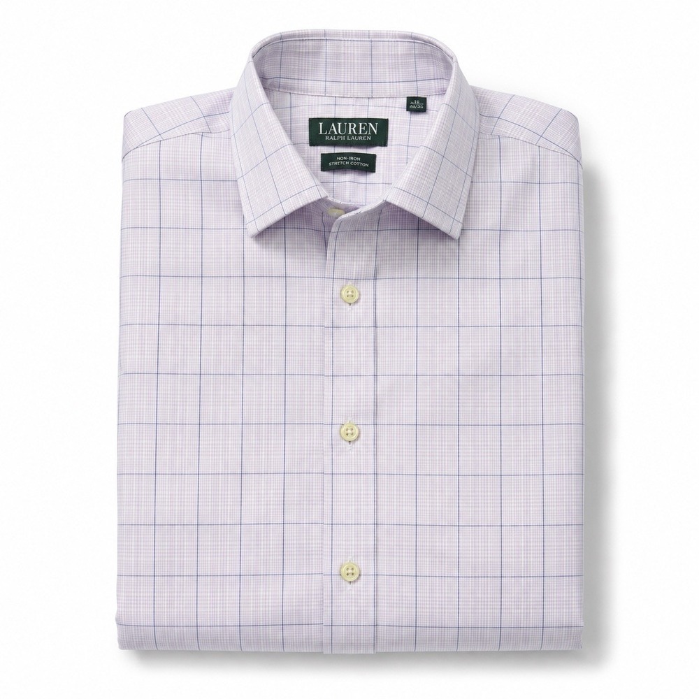 Lauren Ralph Lauren Men's Dress Shirt 16 32/33 L Slim Fit Stretch Plaid Purple
